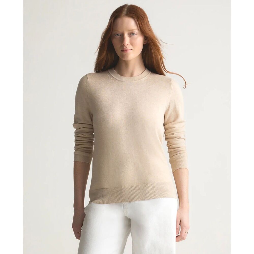 Quince LIGHTWEIGHT COTTON CASHMERE CREW SWEATER Small NWT